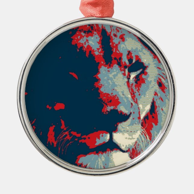 Pop Art Lion Metal Tree Decoration (Front)