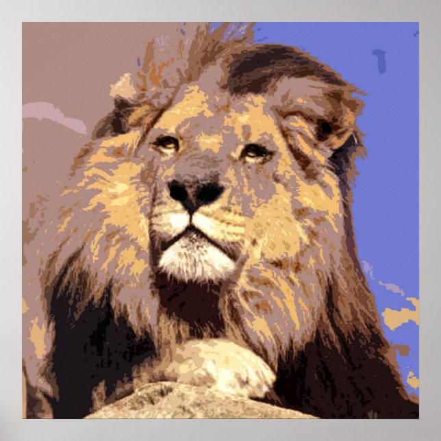 Pop Art Lion Poster - Animal Photography Artwork (Front)