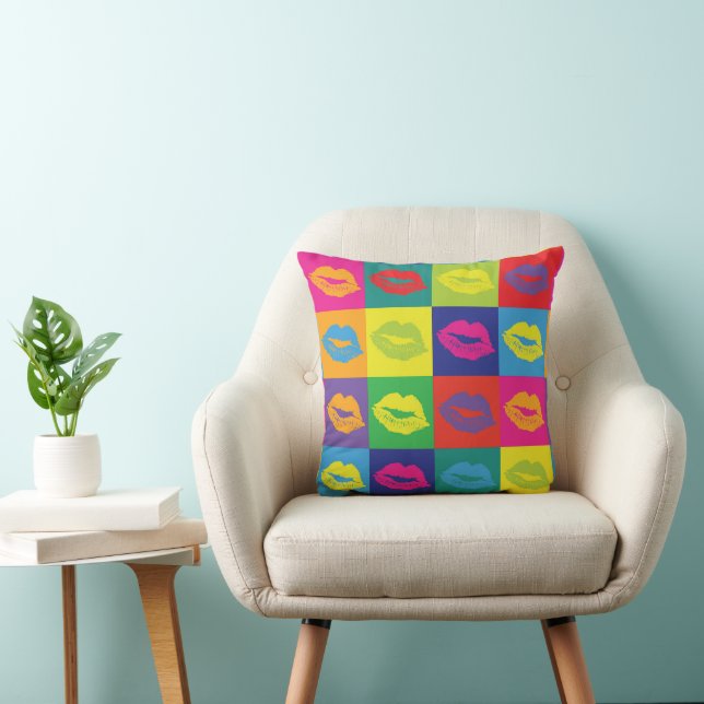 Pop Art Lips Colourful Cushion (Chair)