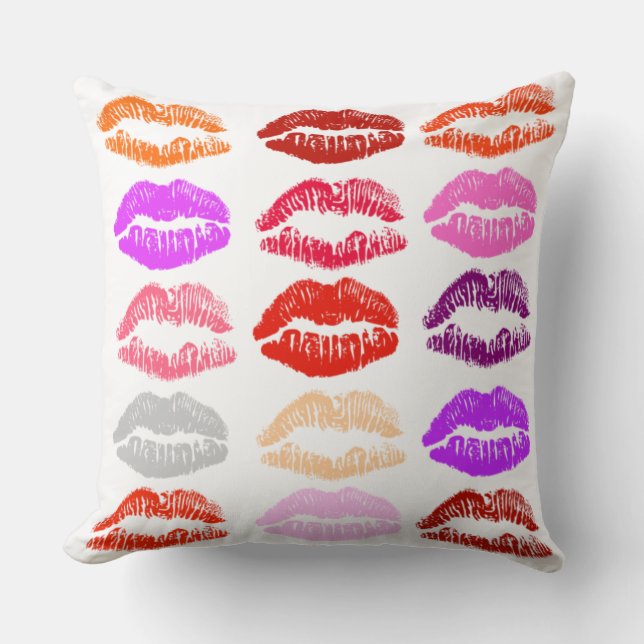 Pop Art Lips (Kisses) Pillow (Front)