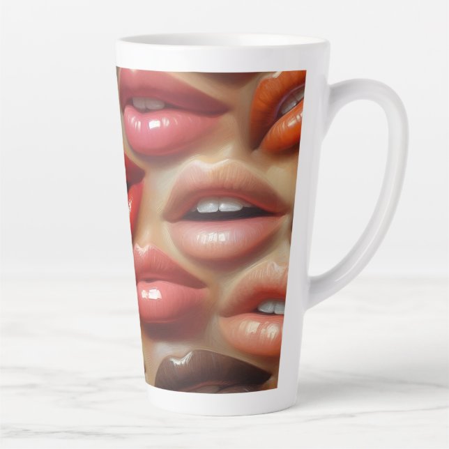 Pop Art Lips Latte Mug 12 & 17 oz (Right)
