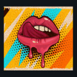 Pop Art Lips: Vintage Trendy Poster<br><div class="desc">Pink, red lips, mouth and tongue icon on pop art retro vintage colourful background. Trendy and fashion colour illustration easy editable for Your design of poster and banner. Pop Art Vibes: Retro Colourful Mouth on Playful Background. Pop Art Temptation: Retro Glamour, Bold Lips, Vibrant Messaging. art, pop, background, retro, mouth,...</div>