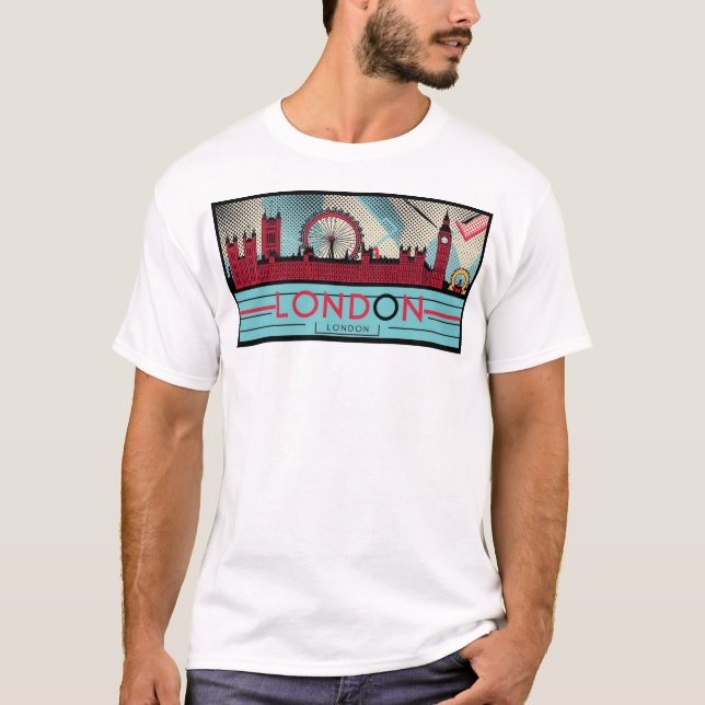 Pop-Art London Skyline 1  T-Shirt (Front)