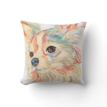 Pop art Long haired chihuahua pillow