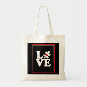 Pop Art LOVE Autism Puzzle Piece Tote Bag