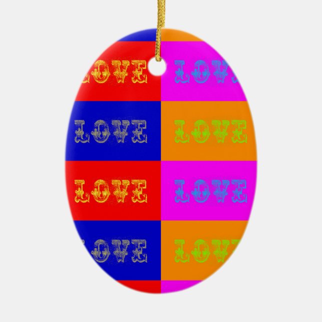 Pop Art Love Ceramic Ornament (Front)