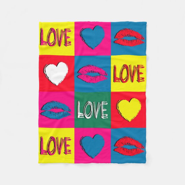 Pop art love fleece blanket (Front)
