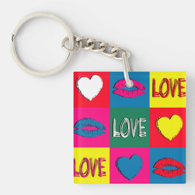Pop art love key ring (Front)