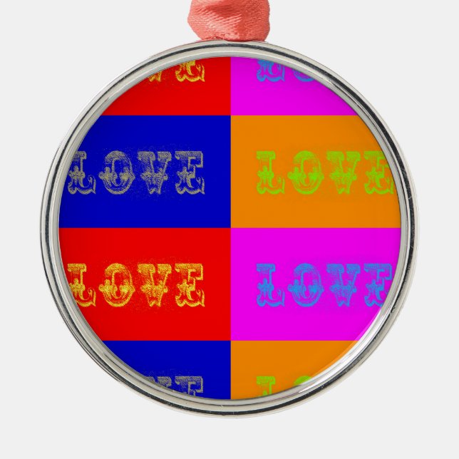 Pop Art Love Metal Tree Decoration (Front)