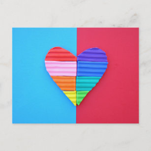 Pop Art Love Twin Valentine Rainbow Hearts Postcard