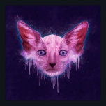 Pop Art Lykoi Werewolf Cat Poster<br><div class="desc">A textural digital painting of a Lykoi cat head with scratches,  splashes,  and drips over a rough textured background.</div>