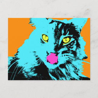 Pop Art Maine Coon Cat Postcard