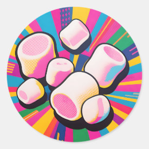 Pop Art Marshmallow Explosion Classic Round Sticker