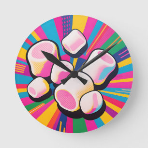 Pop Art Marshmallow Explosion Round Clock