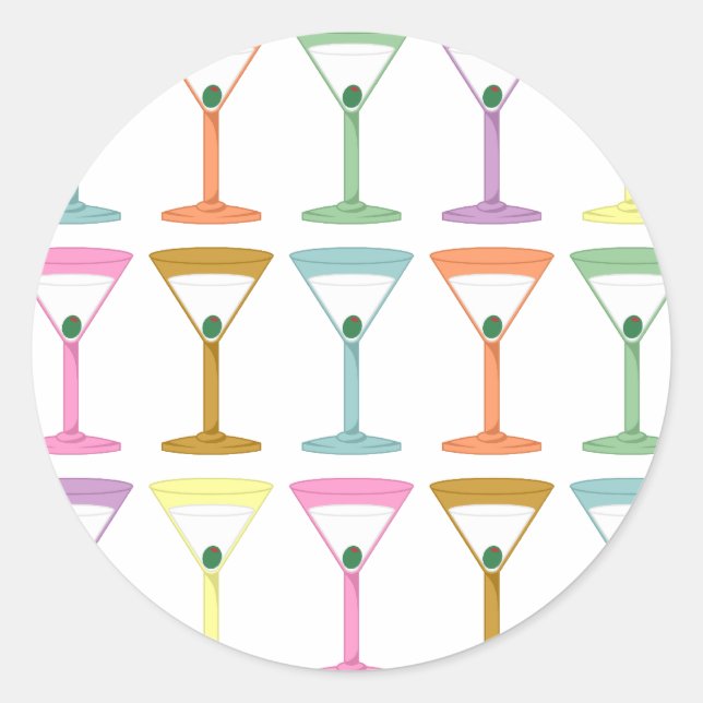 Pop Art Martinis Classic Round Sticker (Front)