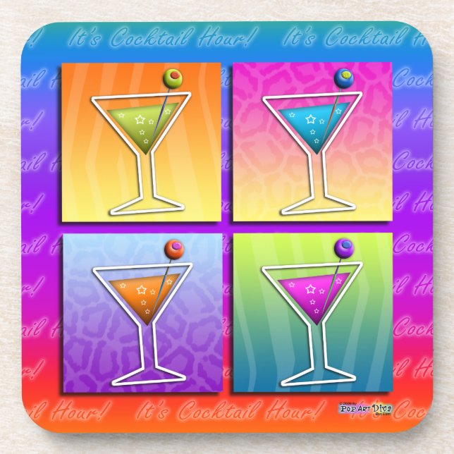 Pop Art Martinis Cork Coaster (Front)