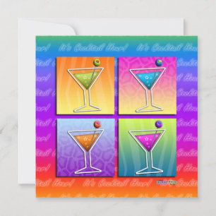 Pop Art MARTINIS Party INVITATION (sq)