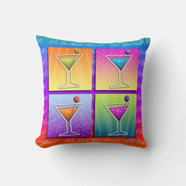 Pop Art MARTINIS Reversible THROW PILLOW (Front)