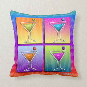 Pop Art MARTINIS Reversible THROW PILLOW