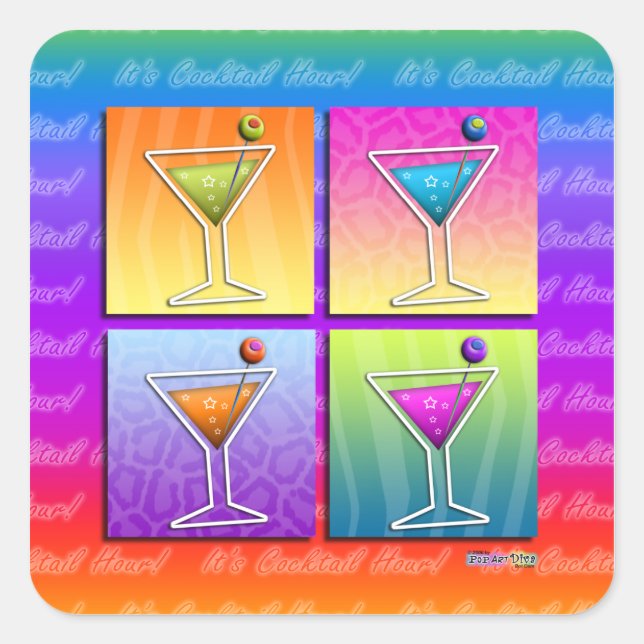 Pop Art MARTINIS STICKER (sq) (Front)