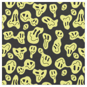 pop art melting happy faces retro 1990s fabric