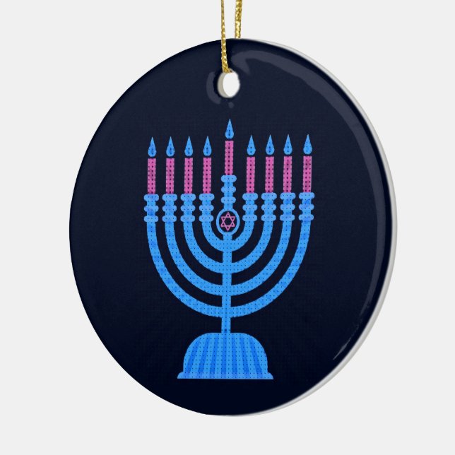 Pop Art Menorah Ceramic Ornament (Left)