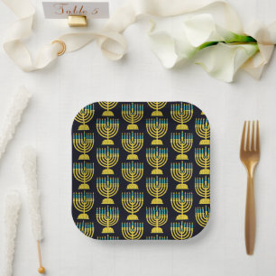 Pop Art Menorah Paper Plates