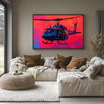 Pop Art Military Helicopter - Aviation Scene  Poster<br><div class="desc">This dramatic pop art scene captures the intensity of a military helicopter with soldiers on board, soaring against a vibrant sky. Perfect for aviation enthusiasts, veterans, and those inspired by military themes, this artwork brings a sense of adventure and strength to any room. Personalise the tail code, add a unique...</div>