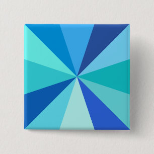 Pop Art Modern 60s Funky Geometric Rays in Blue 15 Cm Square Badge