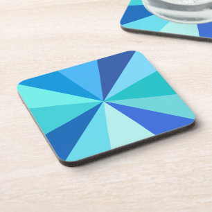 Pop Art Modern 60s Funky Geometric Rays in Blue Coaster
