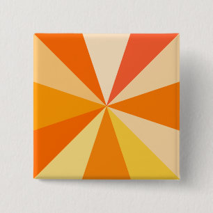 Pop Art Modern 60s Funky Geometric Rays in Orange 15 Cm Square Badge