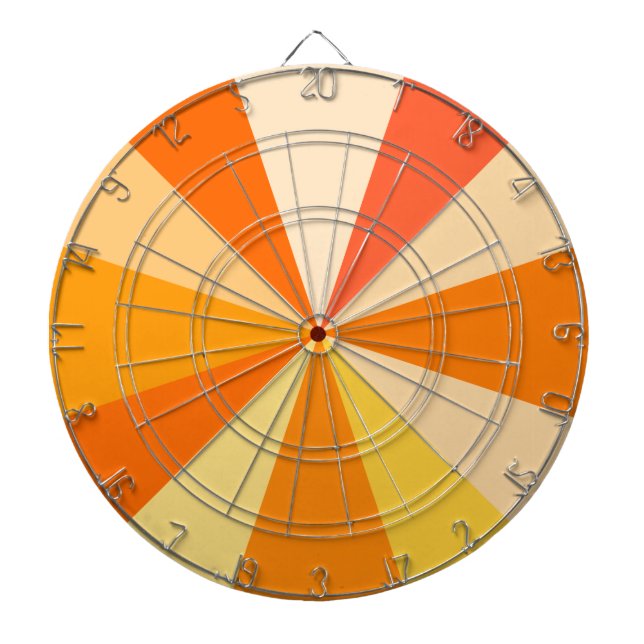 Pop Art Modern 60s Funky Geometric Rays in Orange Dartboard (Front)