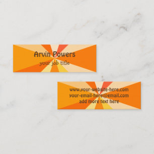 Pop Art Modern 60s Funky Geometric Rays in Orange Mini Business Card