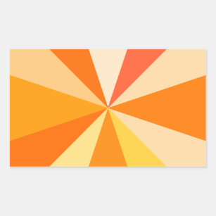 Pop Art Modern 60s Funky Geometric Rays in Orange Rectangular Sticker