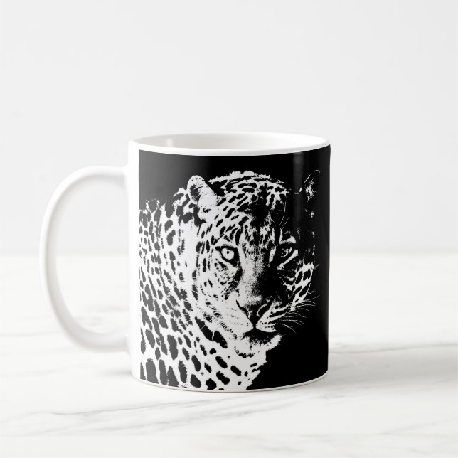 Pop Art Modern Template Animals Leopard Coffee Mug (Left)