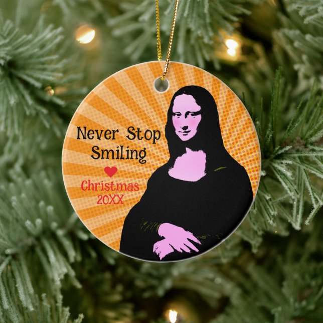Pop Art Mona Lisa Art Lover  Ceramic Ornament (Tree)