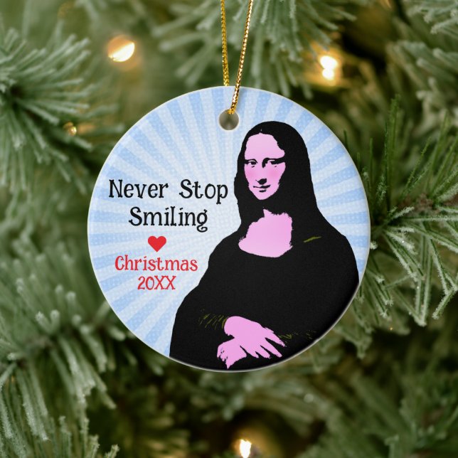 Pop Art Mona Lisa Art Lover  Ceramic Ornament (Tree)