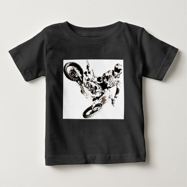 Pop Art Motocross Motorcyle Sport Baby T-Shirt (Front)