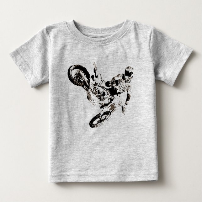 Pop Art Motocross Motorcyle Sport Baby T-Shirt (Front)