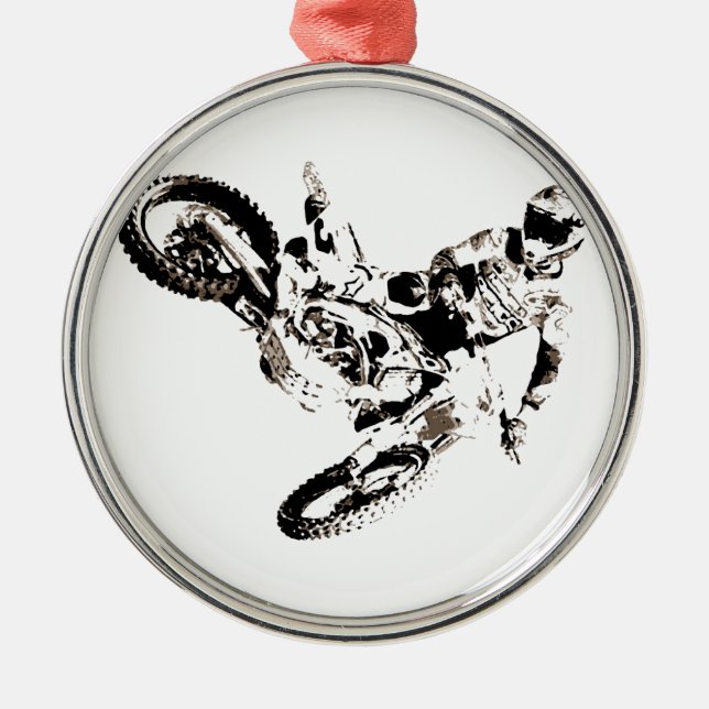 Pop Art Motocross Motorcyle Sport Metal Ornament (Front)