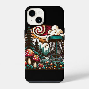 Pop Art Mushrooms and Disc Golf Course Ai Art iPhone 14 Case