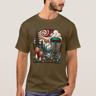 Pop Art Mushrooms and Disc Golf Course Ai Art T-Shirt