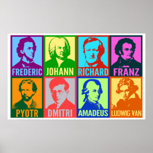 Pop Art Music Composers   Bright Mod Poster