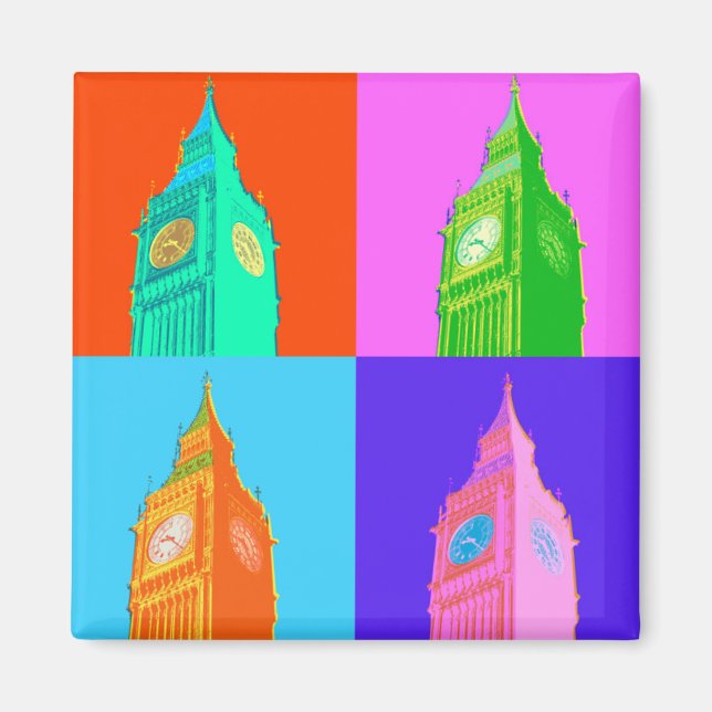 Pop Art Neon Big Ben Magnet (Front)