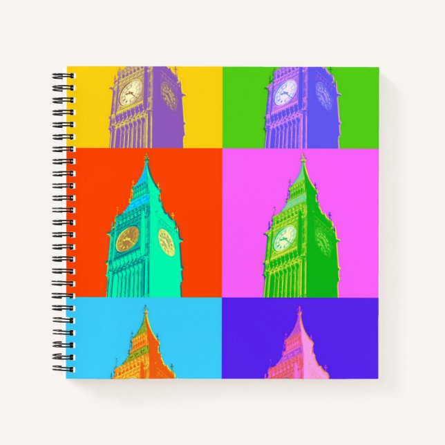 Pop Art Neon Big Ben Notebook (Front)