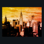 Pop Art New York City Ink Sketch Poster<br><div class="desc">New York City Midtown Old Style Image - Vintage New York Artworks</div>