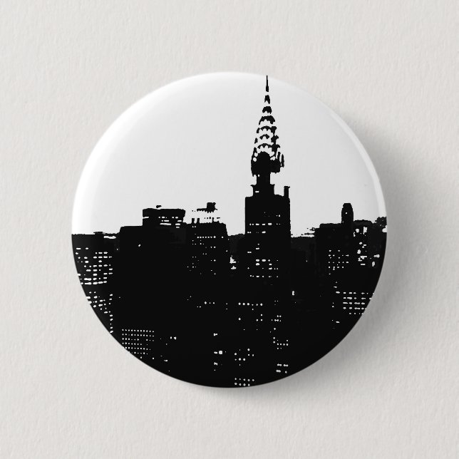Pop Art New York Silhouette 6 Cm Round Badge (Front)