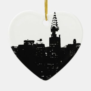 Pop Art New York Silhouette Ceramic Ornament