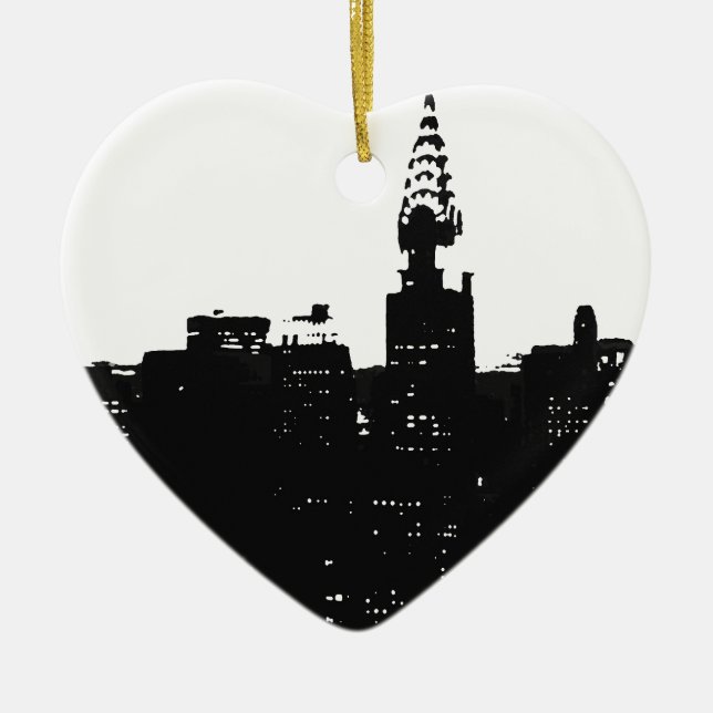 Pop Art New York Silhouette Ceramic Ornament (Front)