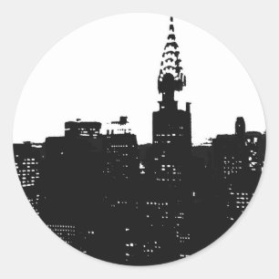 Pop Art New York Silhouette Classic Round Sticker